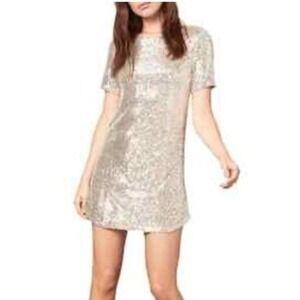 NYE BB Dakota By Steve Madden Silver Hits The Lights Sequin Mini Dress‎ - S NWT